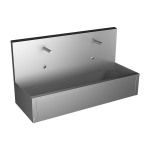 Nerezový závěsný žlab, délka 1250 mm, dvě integrované elektroniky, 24 V DC, povrch matný