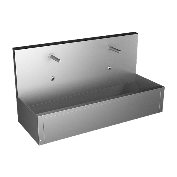 Nerezový závěsný žlab, délka 1250 mm, dvě integrované elektroniky, 24 V DC, povrch matný