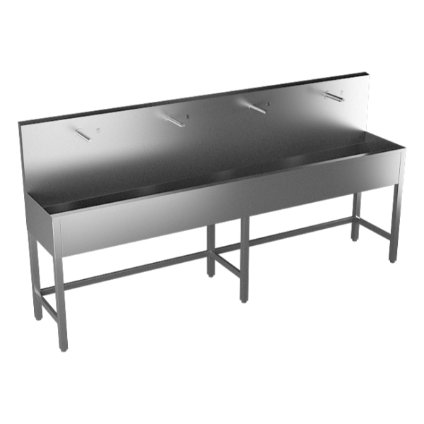 Nerezový žlab na nohou, 2500 mm, čtyři pieza, 24 V DC