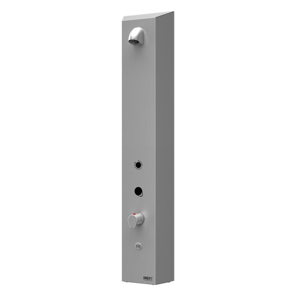 Nerezový sprchový nástěnný žetonový RFID panel - pro dvě vody, regulace termostatem, 24 V DC